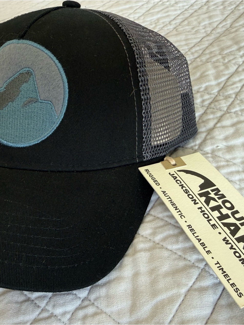 Mountain Khakis Black Grey and Light Blue Teton Trucker Hat